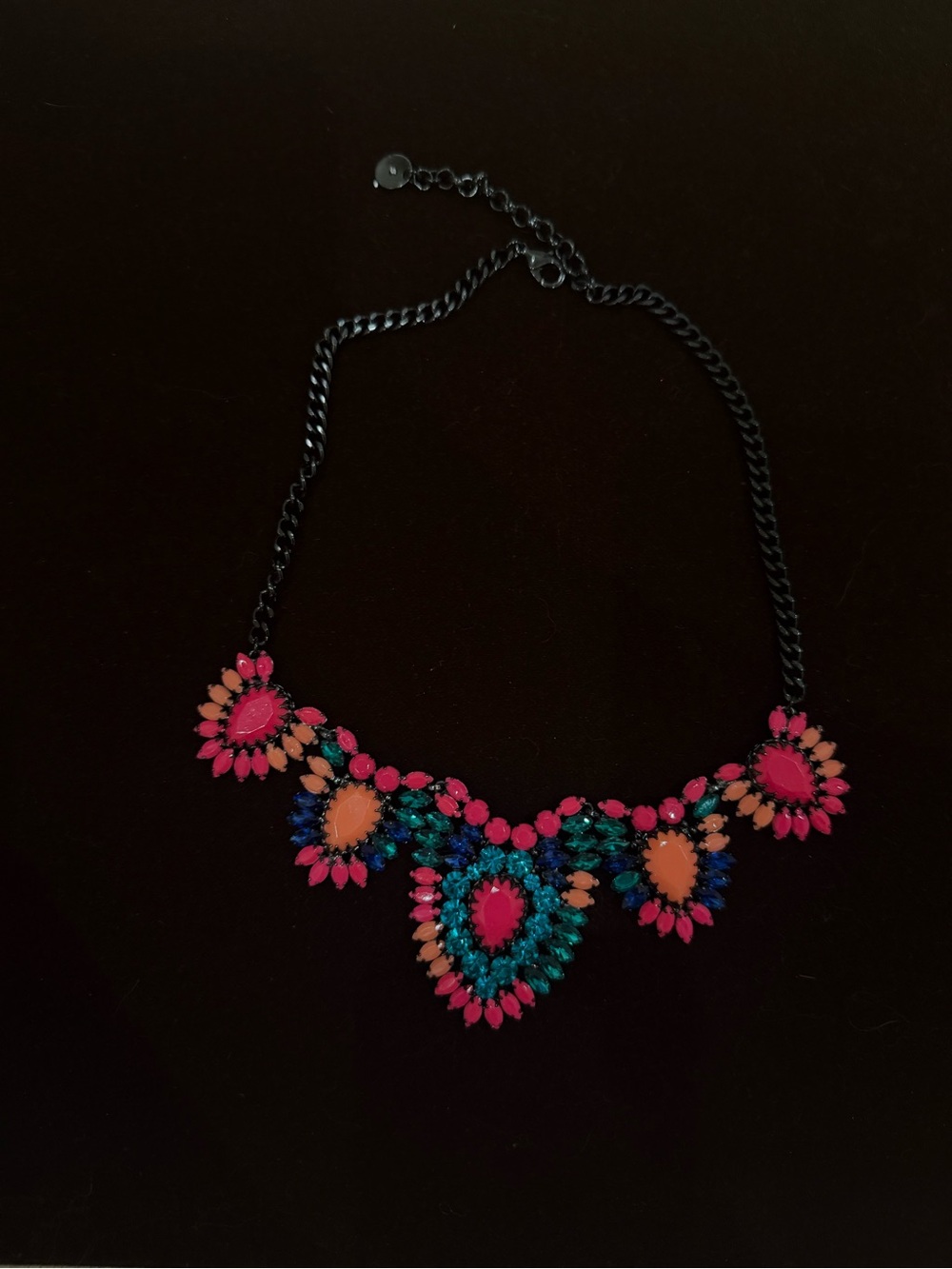 Stella & Dot Statement Pink & Teal Floral Bib Necklace - Women Jewelry